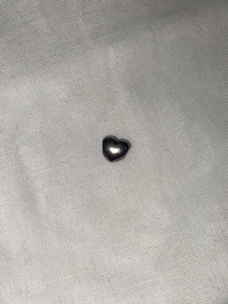 Retired Pandora Puff Heart Charm in Sterling Silver with Plain Domed Design