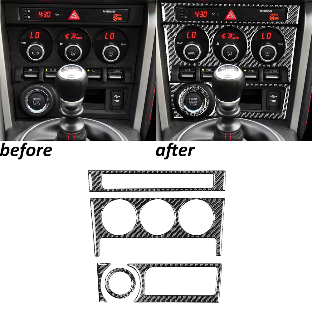 5Pcs Real Carbon Fiber Center Console Panel Cover Trim for Subaru BRZ 86 2017-19 Models