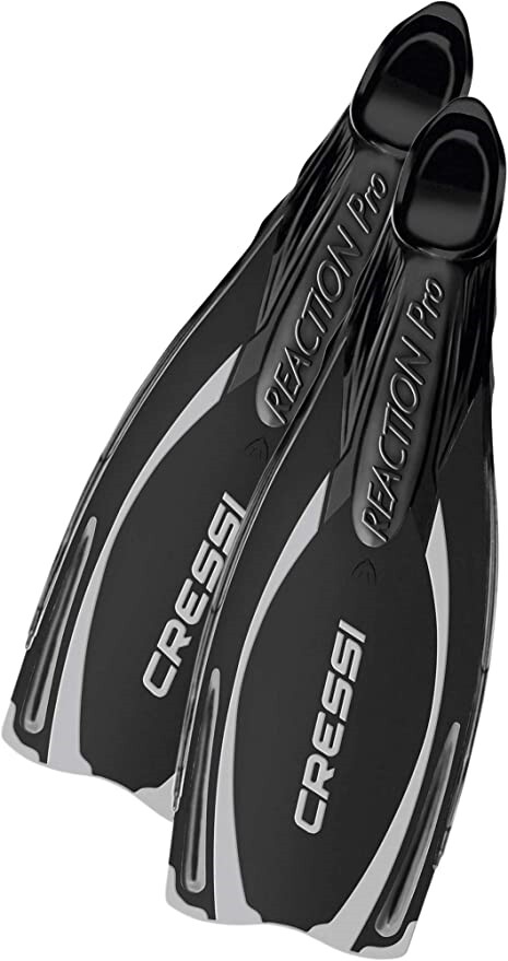 Cressi Sub Reaction Pro Full Foot Scuba Diving Snorkeling Fins Black/Grey 5-5.5-image