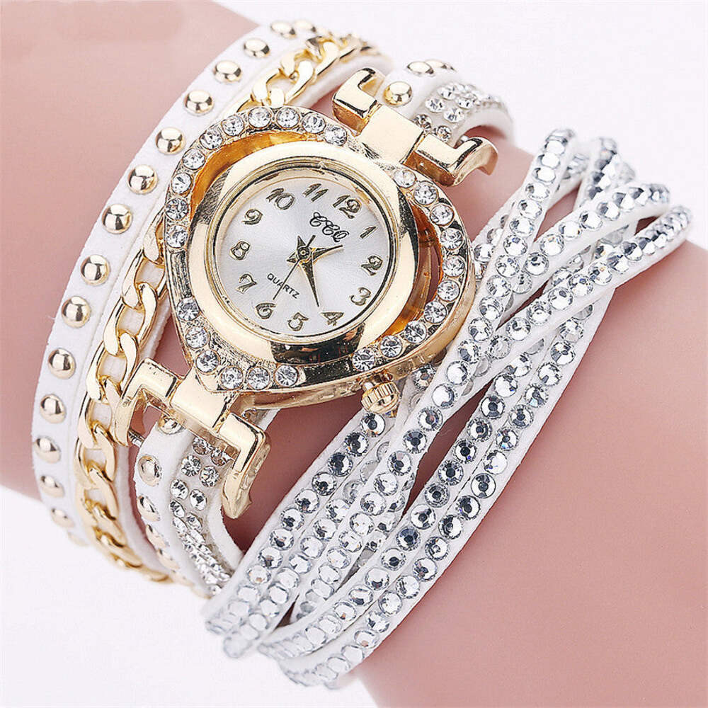 Ladies Heart-Shaped Diamond Love Dial Quartz Bracelet Watch