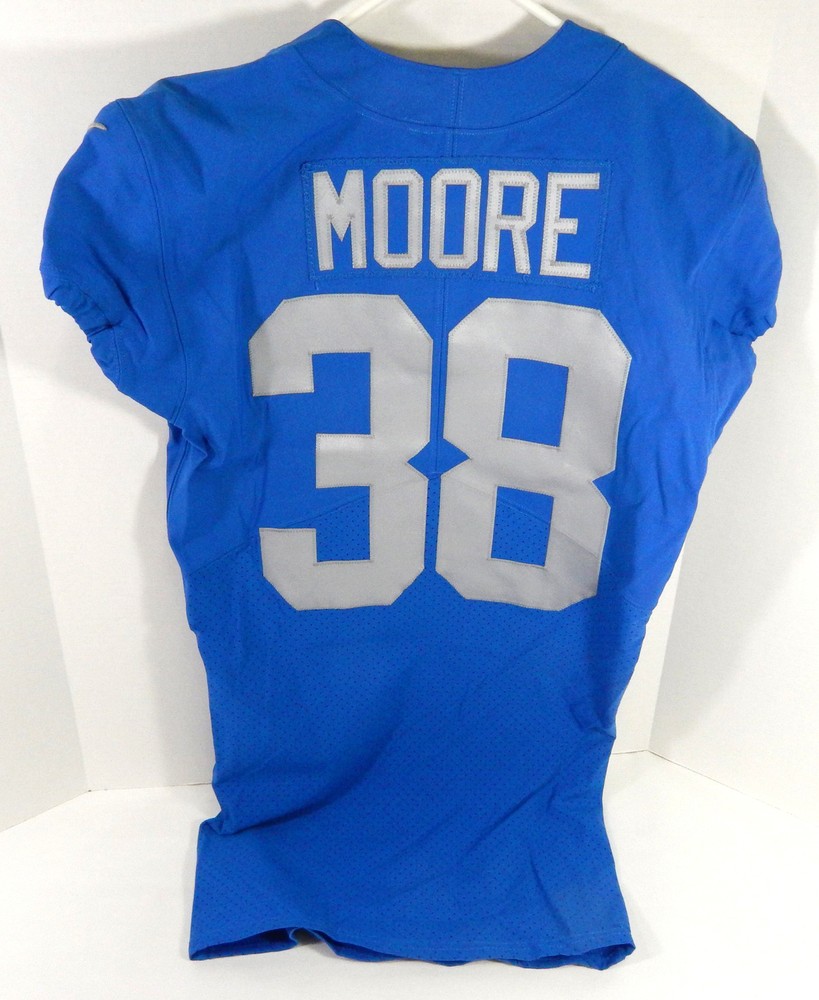 2021 Detroit Lions CJ Moore #38 Game Issued Blue Jersey Thanksgiving 40 8
