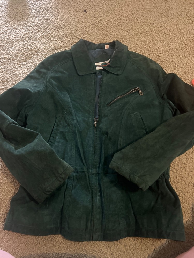 Vintage Outbrook 100% Leather Jacket Dark Green -Large