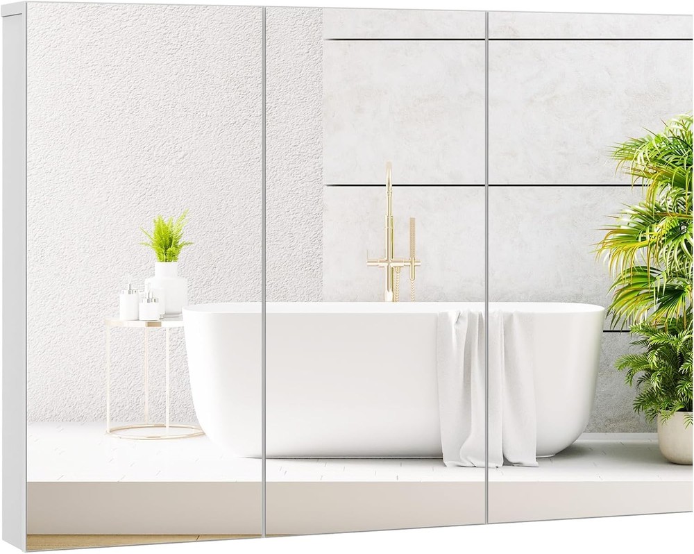 Large Wall-Mounted Mirrored Medicine Cabinet with Ample Storage