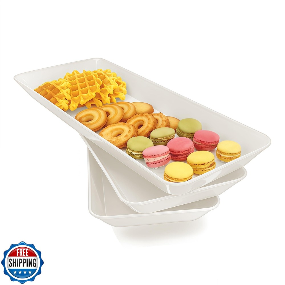 AMGBZT 3-Piece Rectangular Serving Tray Set for Veggies Snacks