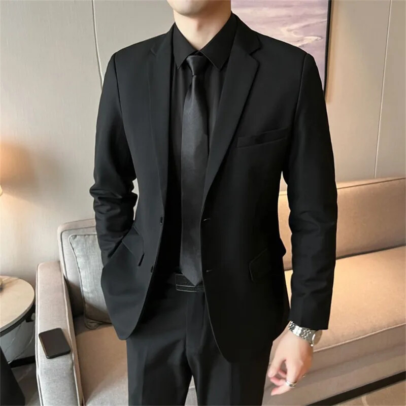 Men Slim Fit Long Sleeve Wedding Blazer & Formal Pants Set