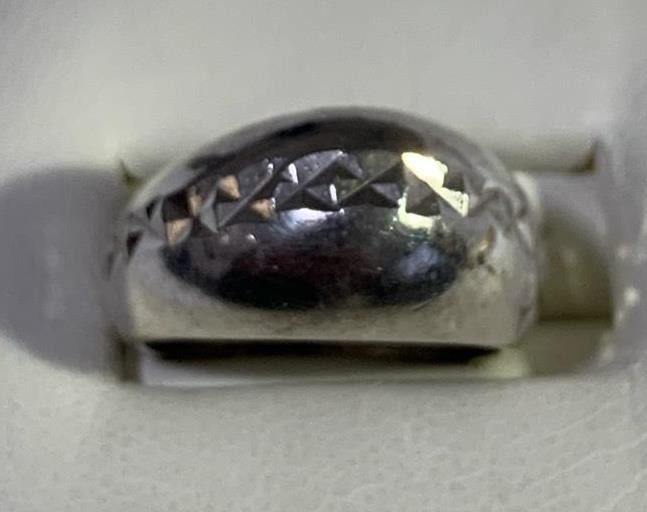 Sterling Silver Dome Ring with a Design Size 6 1/2
