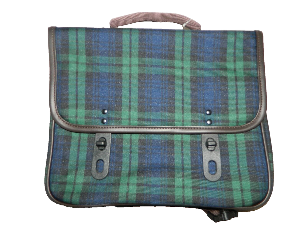 LANDBAG Blue Green Plaid Unisex Back Pack Top Loading Large