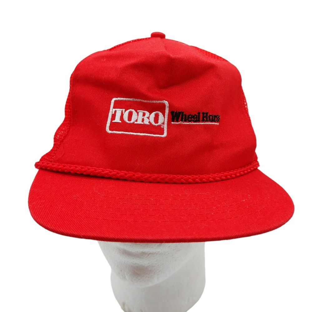 Toro Wheel Horse Red Embroidered Mesh Trucker Snapback Cap Rope Logo