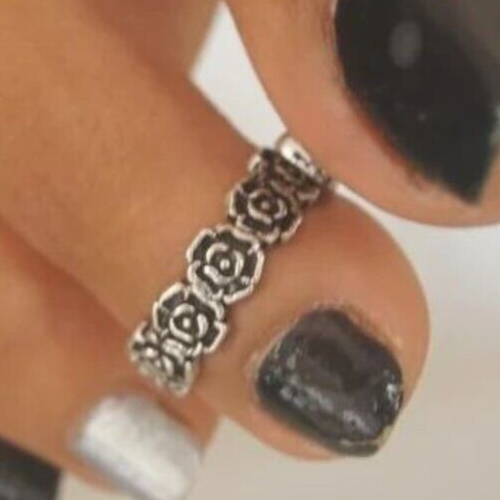New Year GIFT 4 WOMEN'S Solid Metal Flower Band Toe Ring 925 Silver
