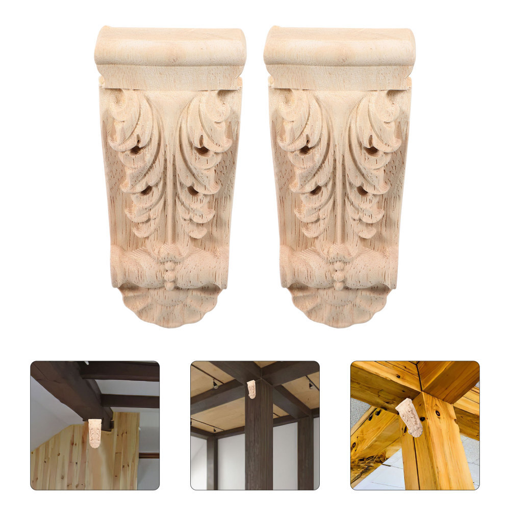 2 Pcs Home Decor Living Room Wall Clock for Wooden Roman Column