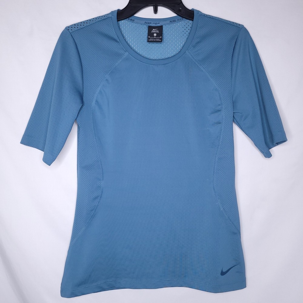 Nike Pro Hypercool Shirt Womens Medium Blue Mesh Performance