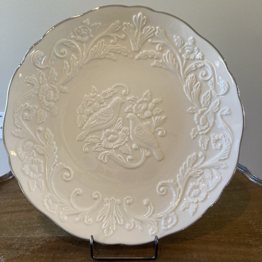 Lenox China Anniversary Plate Ivory Silver Rim 12.5