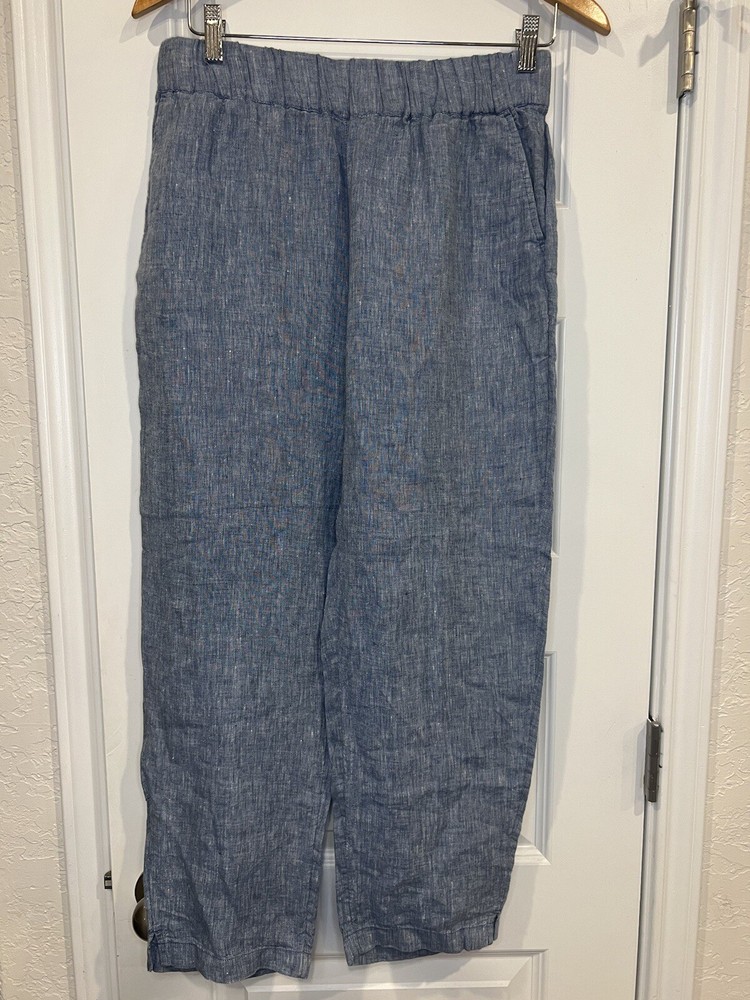 Haven Well Within Linen Pants Size Medium Blue Lagenlook Pull On