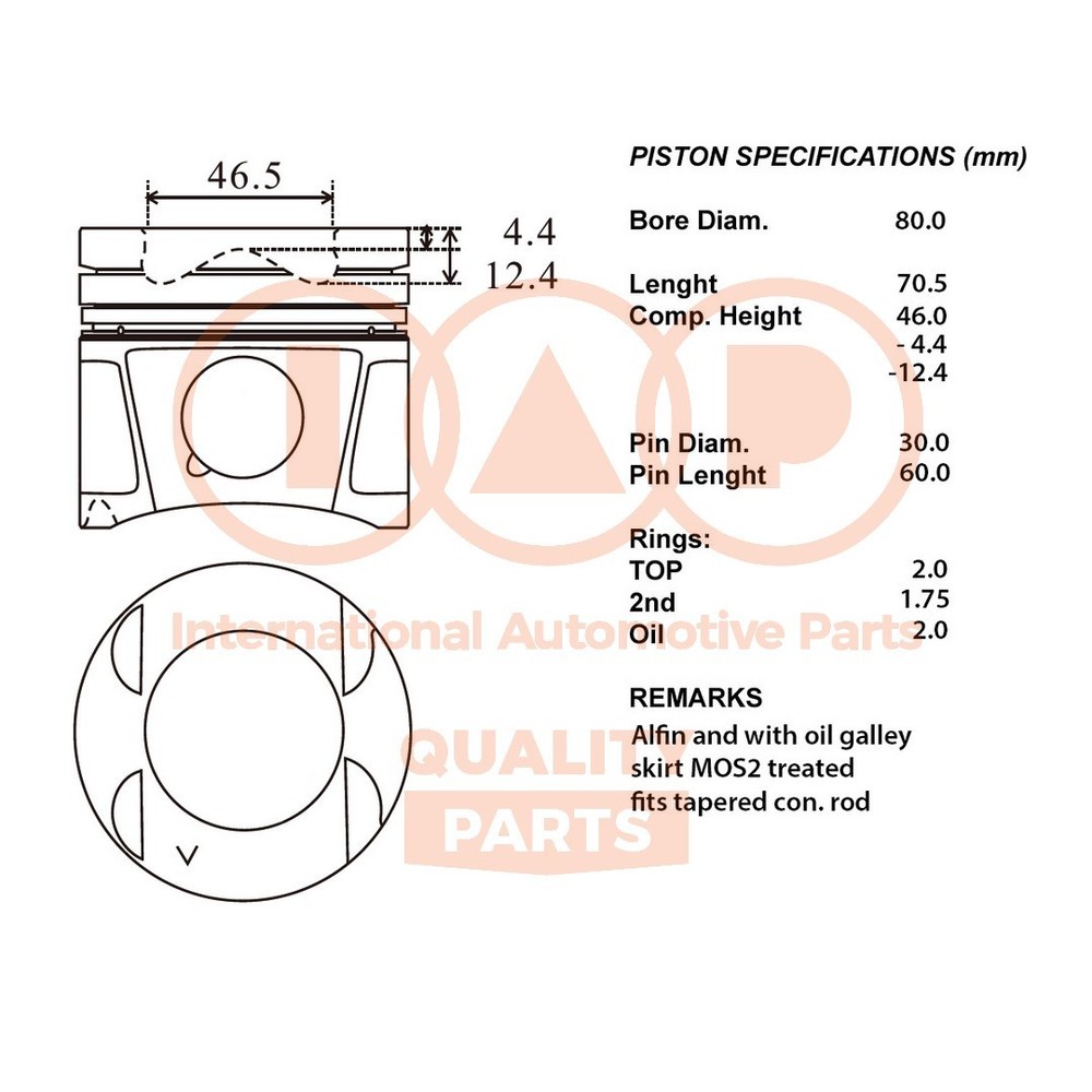 Complete Piston Series 100-13114 IAP QUALITY PARTS for Renault Mercedes-Standard