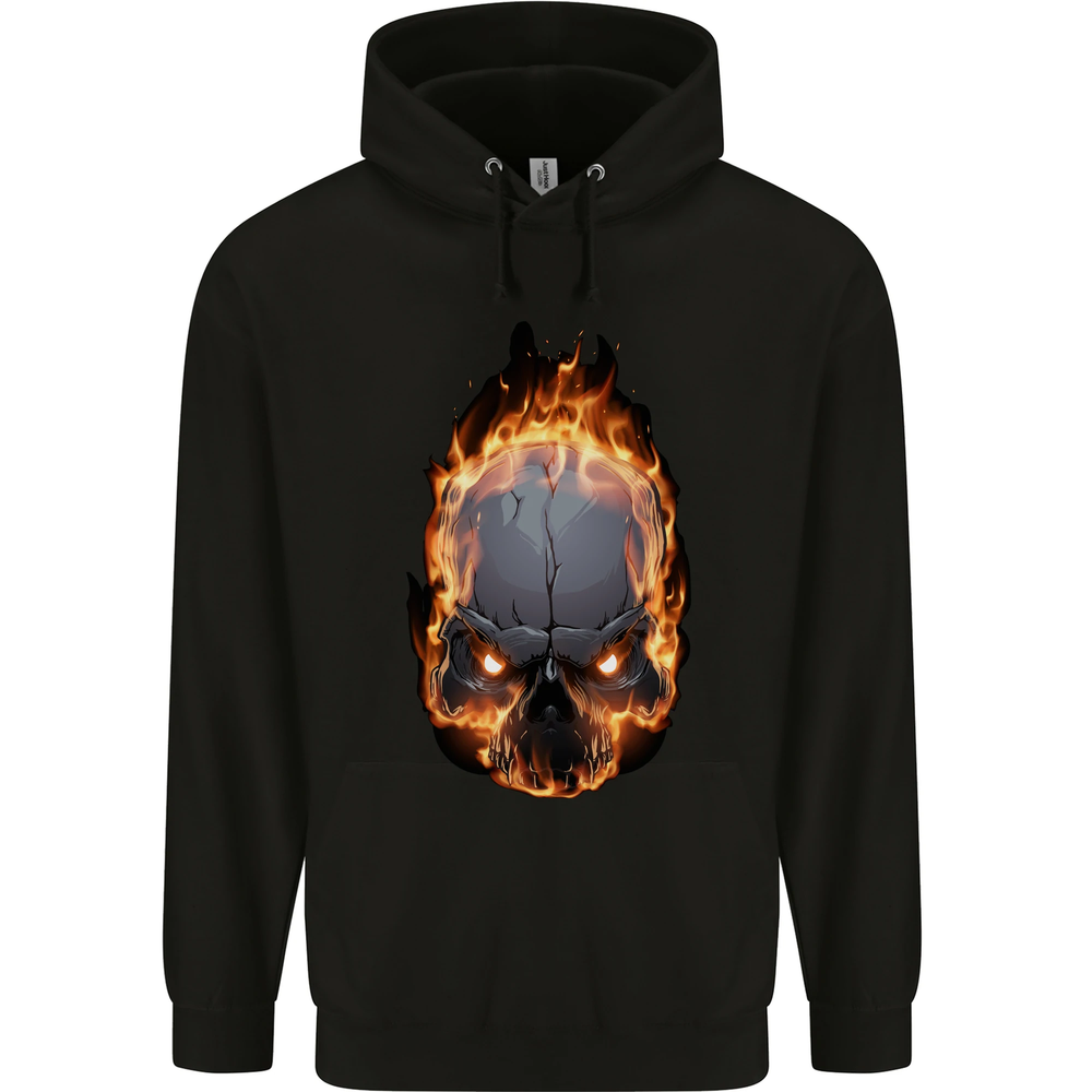 Fire Skull Mens 80% Cotton Hoodie