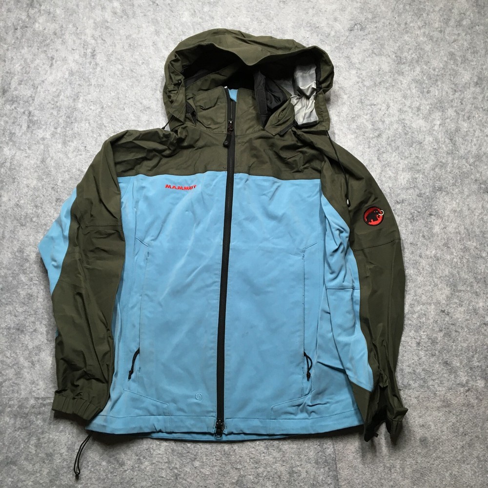 Mammut Softshell Jacket Womens Large L Blue Hooded Shell Hybrid Waterproof Logo
