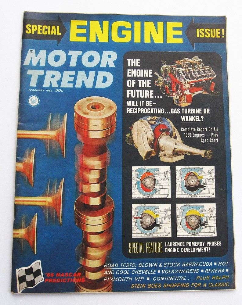 Motor Trend Magazine February 1966 Vintage Racing Fine+ Grade Automotive 1960s