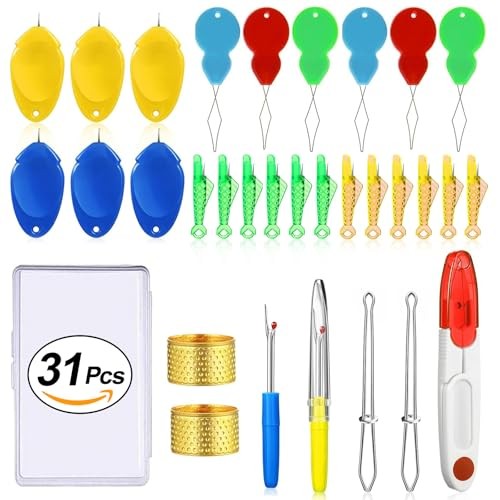 31 Pcs Sewing Needle Threaders Set for All Needle Sizes with Gourd Tool