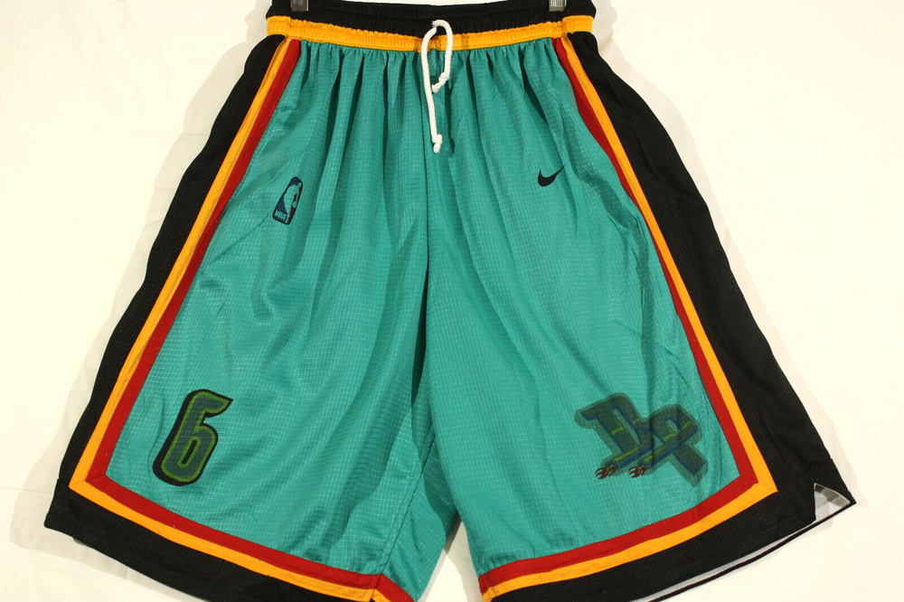 Nike Basketball Shorts NBA Detroit Pistons Retro Throwback Teal Drawstring #6