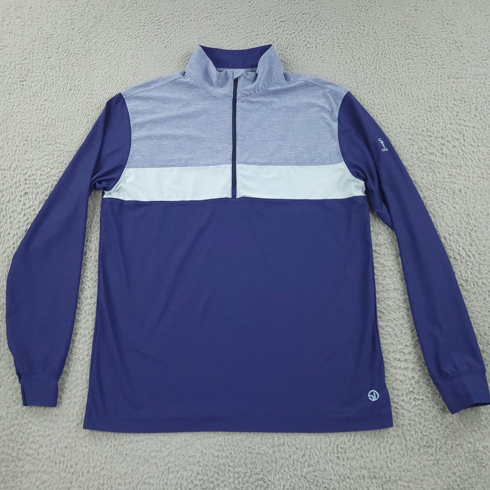 Straight Down Pullover Mens Medium Blue Colorblock Quarter Zip Golf Stretch