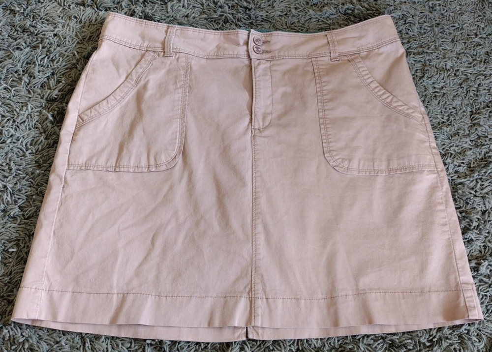 LEE NATURAL FIT Womens 16 MED Tan Khaki SKORT STRETCH Cotton With Inner Shorts