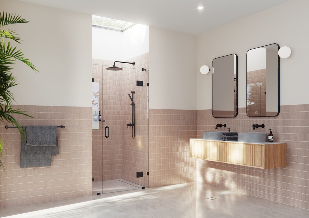 Glass Warehouse GHF-38 Stellar 78x38 Black Frameless Hinged Shower Door