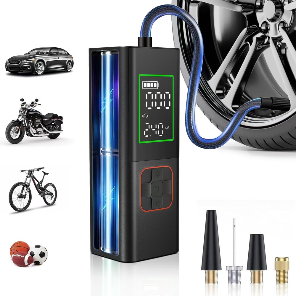 Portable Cordless Tire Inflator Air Compressor, 160PSI Fast Car Tire Pump for Bikes, Motorcycles, and Sports Equipment