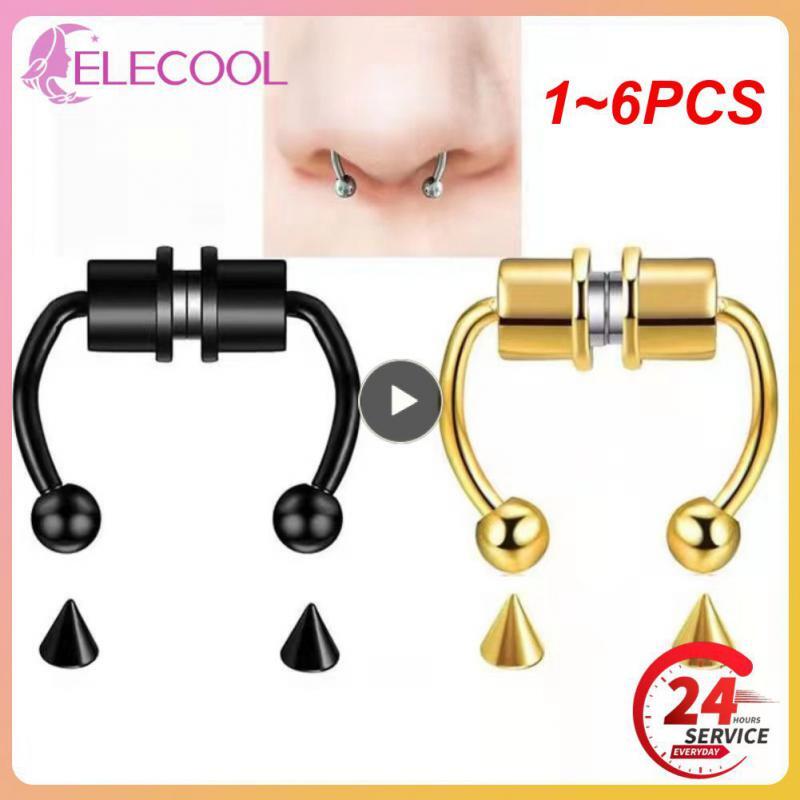 1~6PCS Stainless Steel Nose Piercing Faux Septum Piercing Nez Ring Jewelry Non P