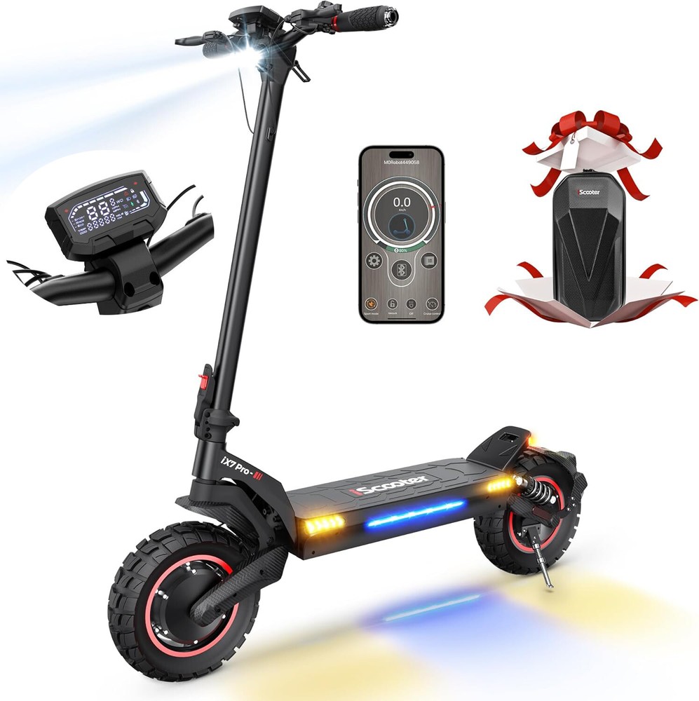 2000W 38MPH Folding Electric Scooter 80KM Range 10 Inch Off-Road Tires
