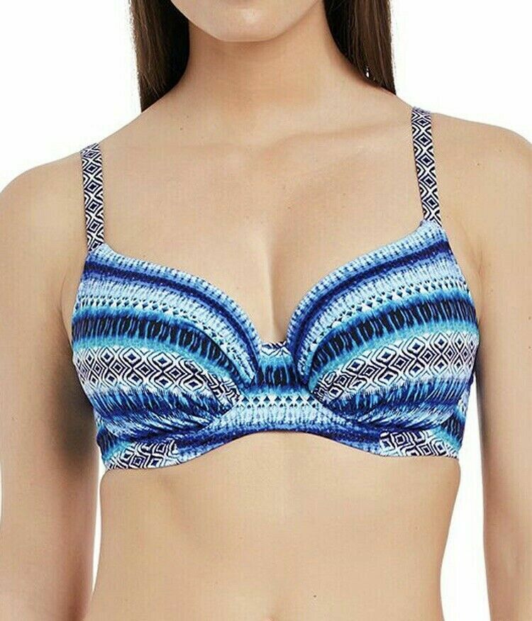 Fantasie La Manga Bikini Top Size 30E Pacific Blue Underwired Full Cup 6455 New