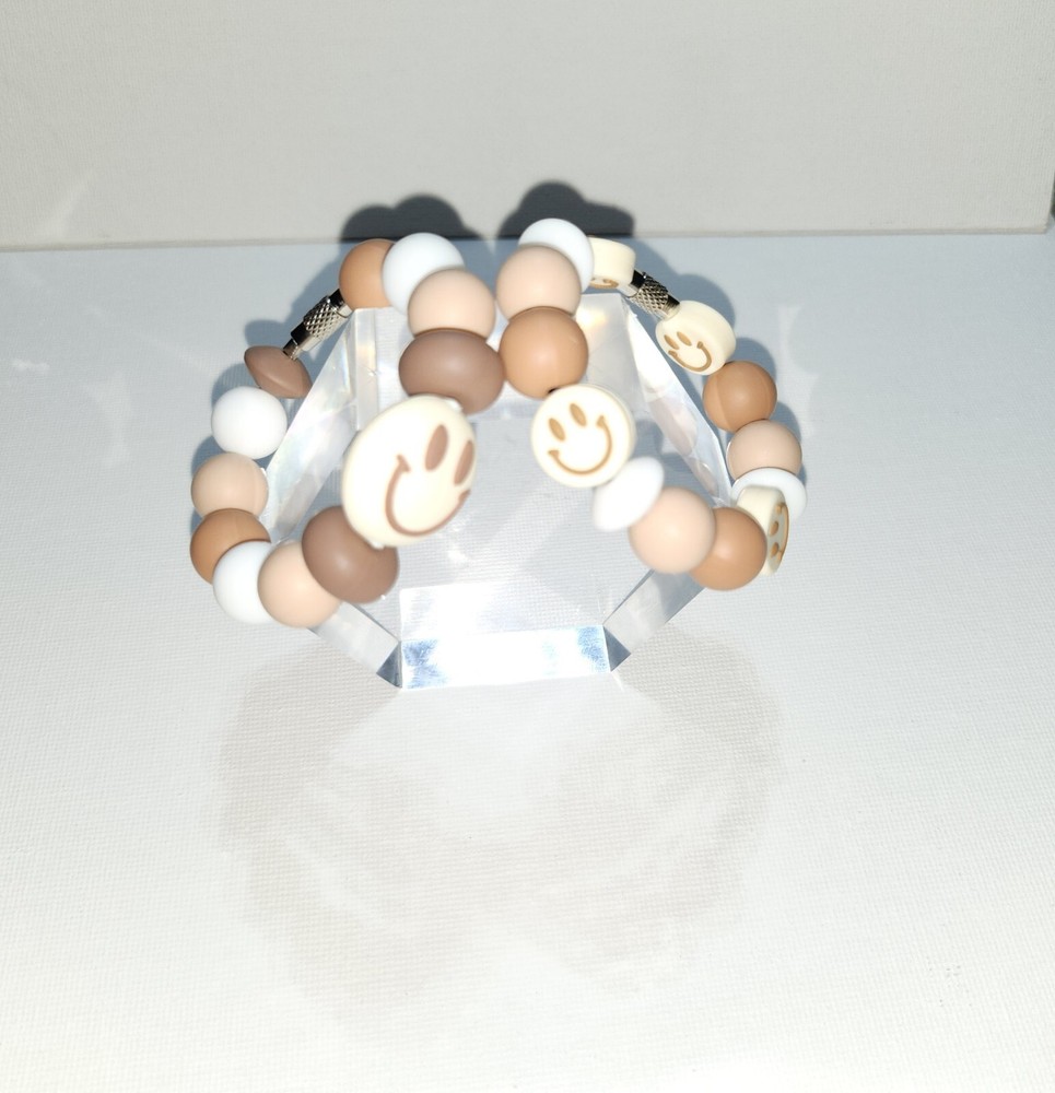 Cup Charm For Tumbler Handle / Cup Accessories Brown & White Smiley Face 😊