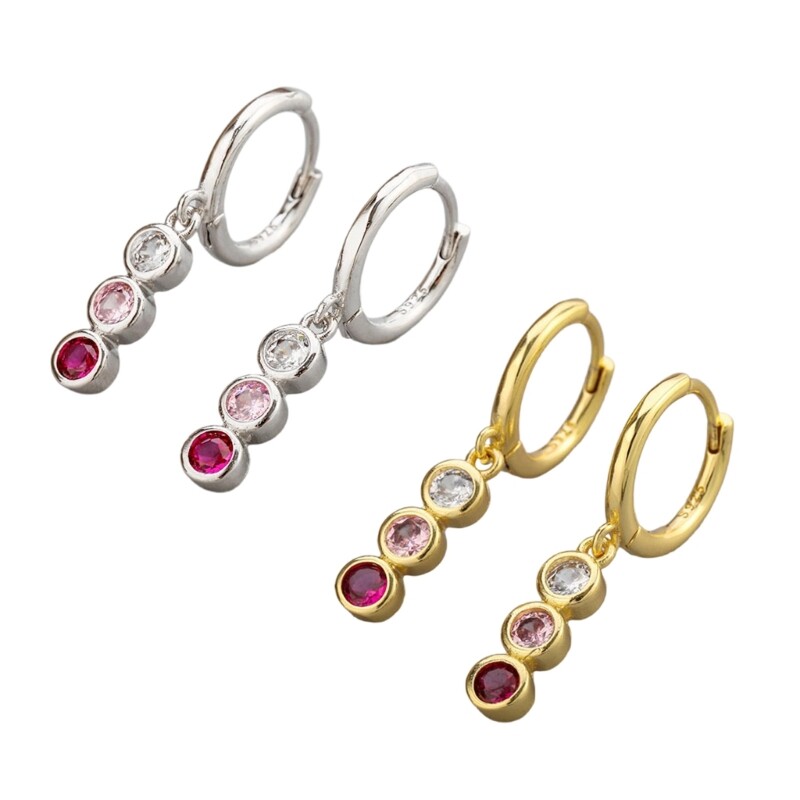 Multicolor Zirconia Earrings Stylish Ear Pendant Accessory for Women