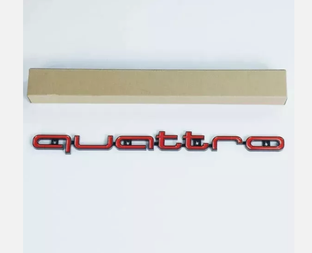 For Audi Quattro Hood Lower Grille Emblem Front Bonnet Badge Decal Red Black