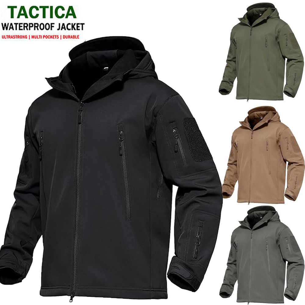 Mens Jacket Winter Warm Waterproof Hooded Combat Outdoor Tactical Coat Tops