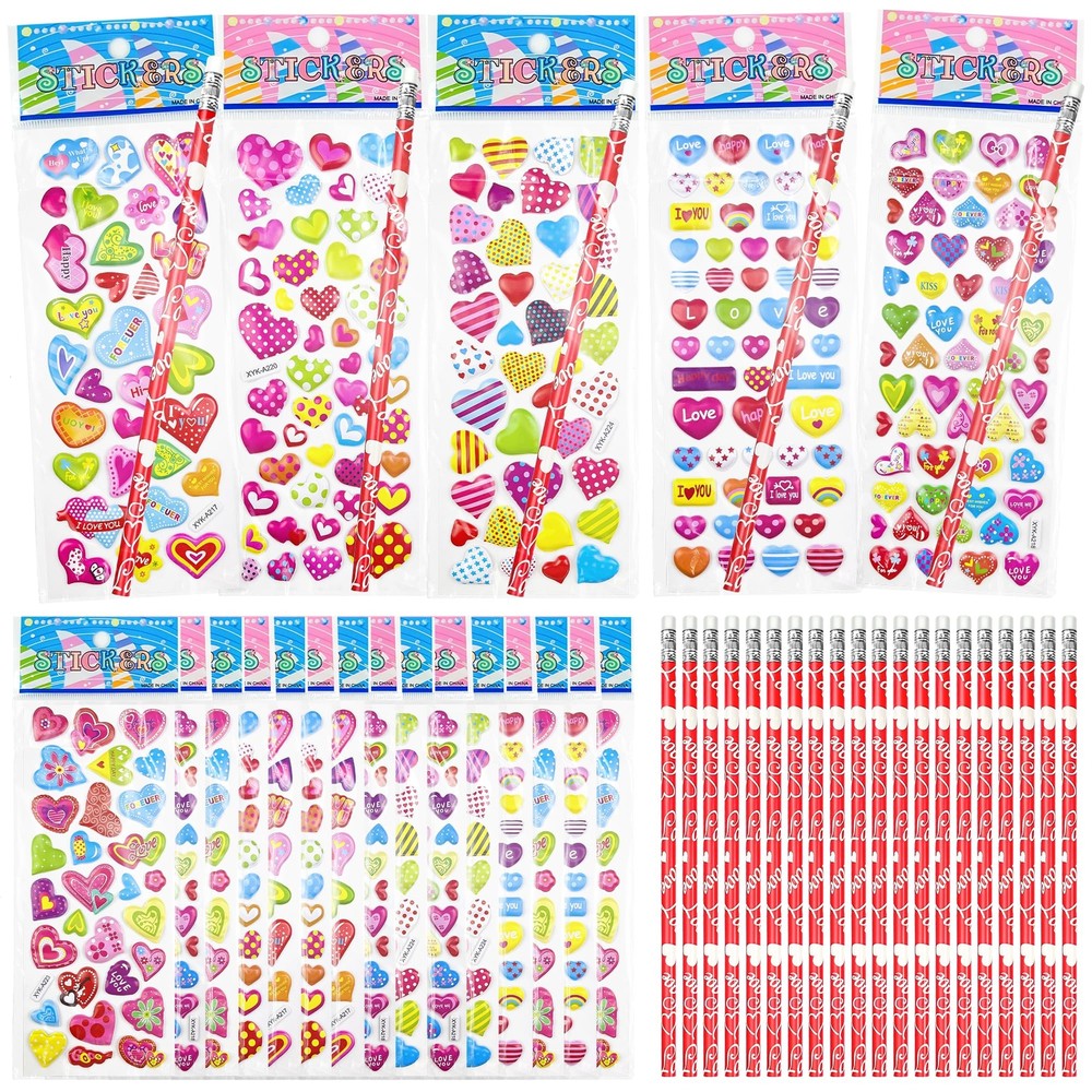 Valentines Day Gifts for Kids - 44 PCS Stationery Set for School Classroom Ex...