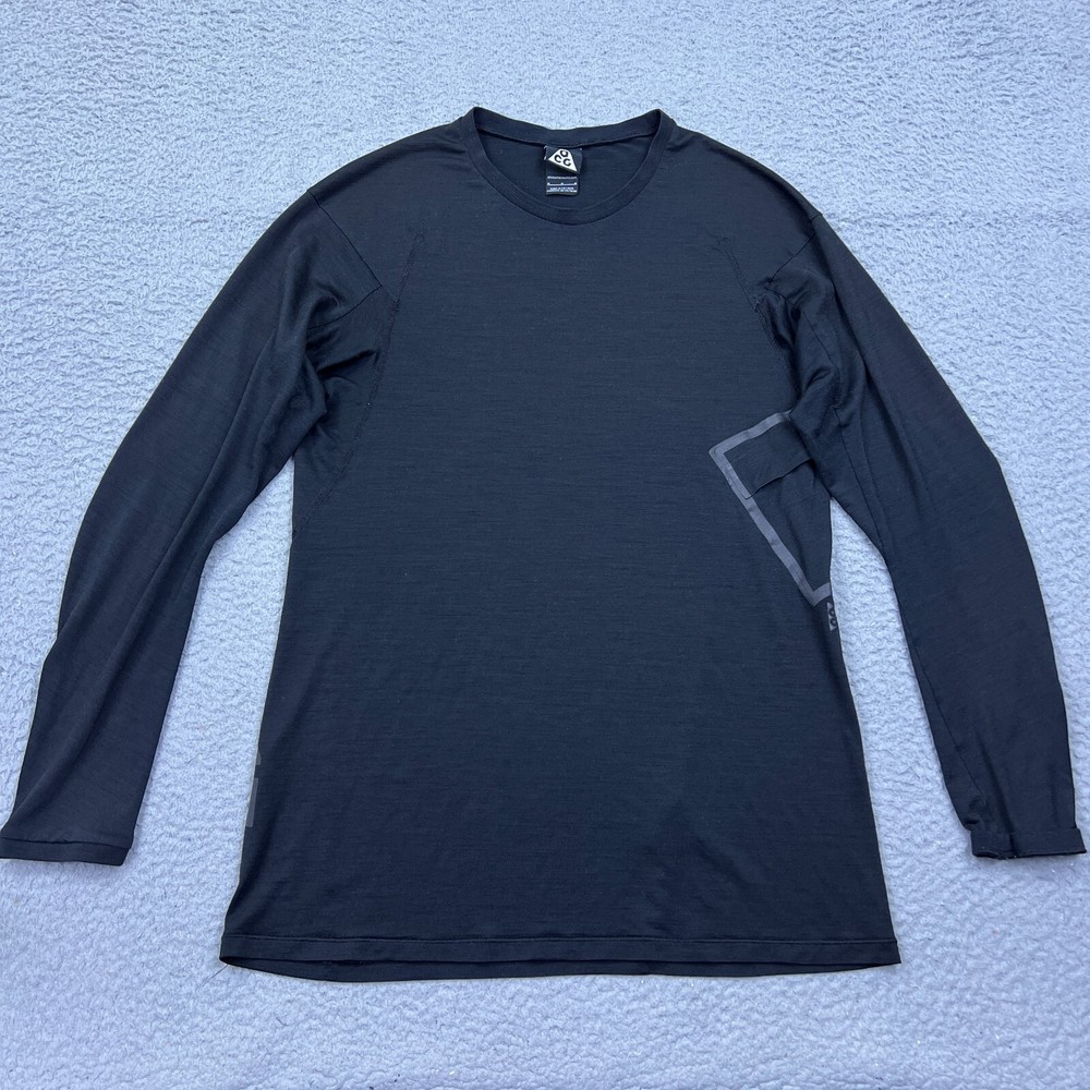 Nike Lab ACG Inversion Crew Men's Medium Black Wool Long Sleeve Pocket 810126