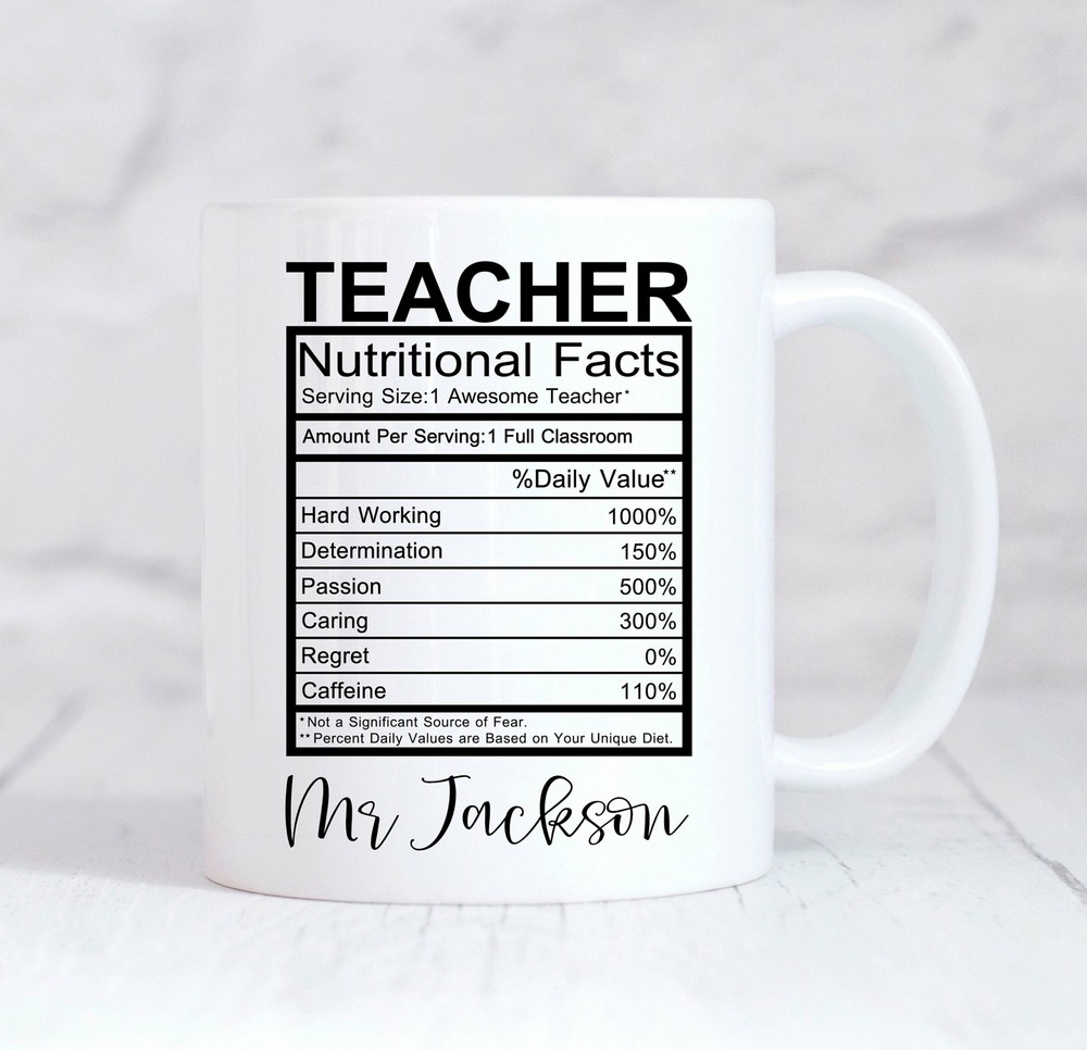 Personalised Teacher Mug Teacher Gift Teacher Nutrition Mug Teacher Christmas