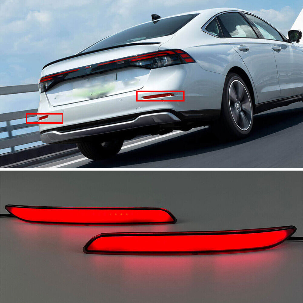 2023-2025 Honda Accord Smoke LED Rear Bumper Fog Brake Lights Reflector  