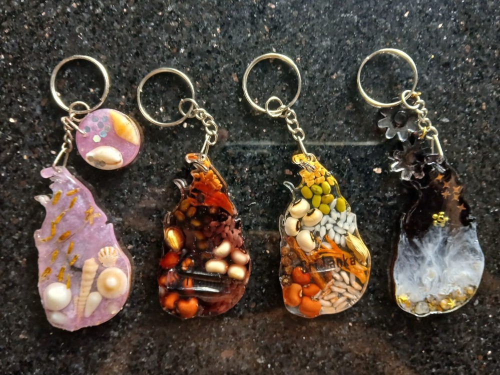 Small Handmade Resin Tag With Key Chain/Round Mold Key Tag