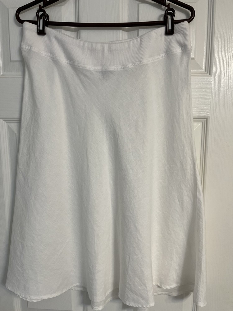 Saks Fifth Avenue Off White Linen A-Line Skirt Large