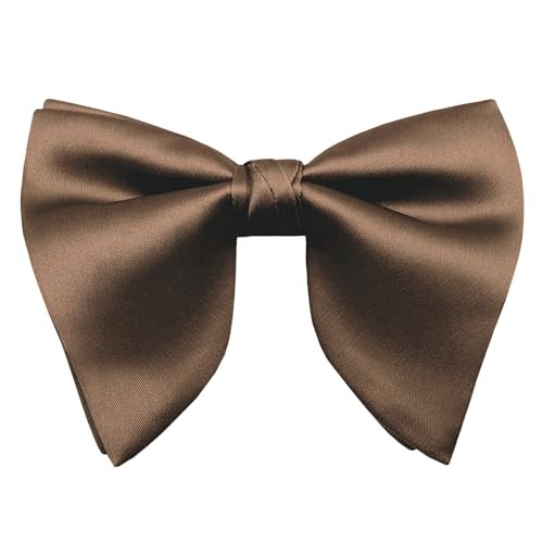 Oversized Bow Ties for Men, Pre Tied Clip on Men's Black Bowtie for Brown