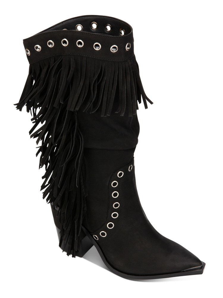 KENNETH COLE NEW YORK Womens Black Slouching West Side Heeled Boots 7.5 M