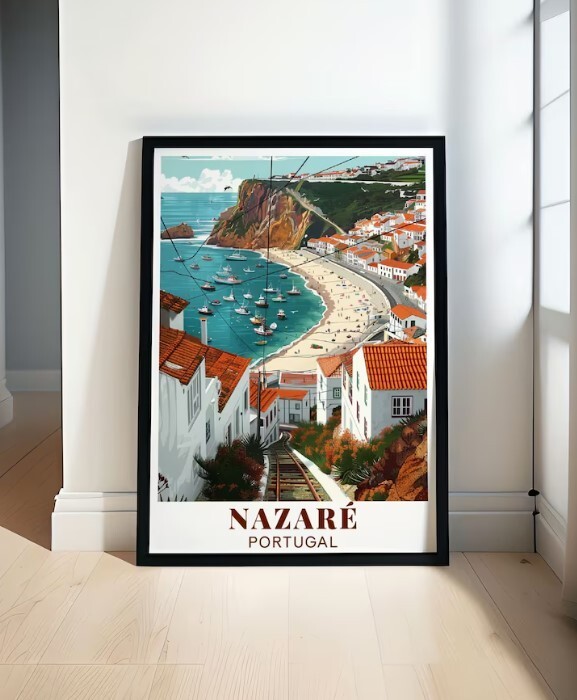 Nazaré Traditional Fishing Village Coastal Wall Art Poster
