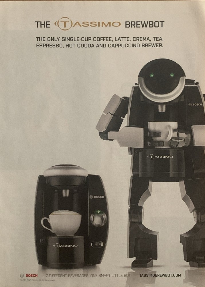 2011 Bosch Tassimo Brewbot PRINT AD All-In 1 Coffee Maker 7 Different Beverages