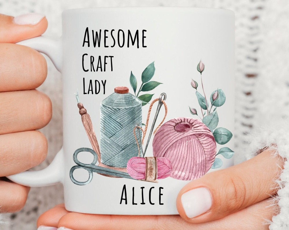 Awesome Craft Lady Knitting Mug Gift For Knitter Crafter Mug Crochet Gift
