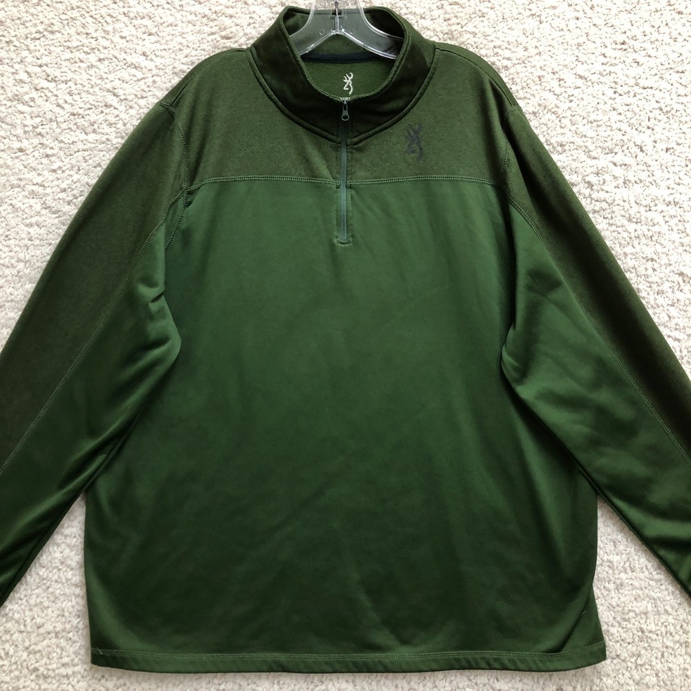 Browning Sweater 2XL Adult Green 1/4 Zip Mock Neck Pullover Long Sleeve Mens XXL