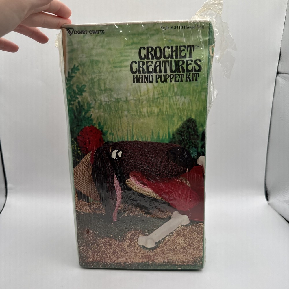 Vogart Vintage Crochet Hound Dog Hand Puppet Craft Kit USA