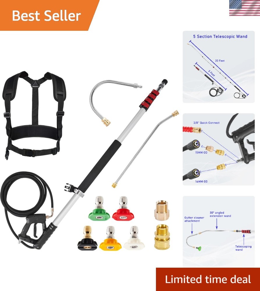 20ft Aluminum Telescoping Pressure Washer Wand for High Power Cleaning