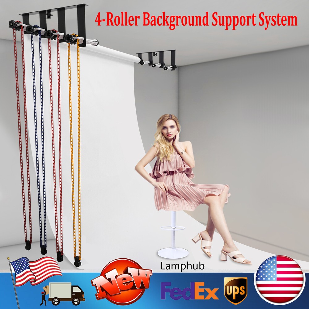 4-Roller Backdrop Holder Wall Mount for Photography Background Support