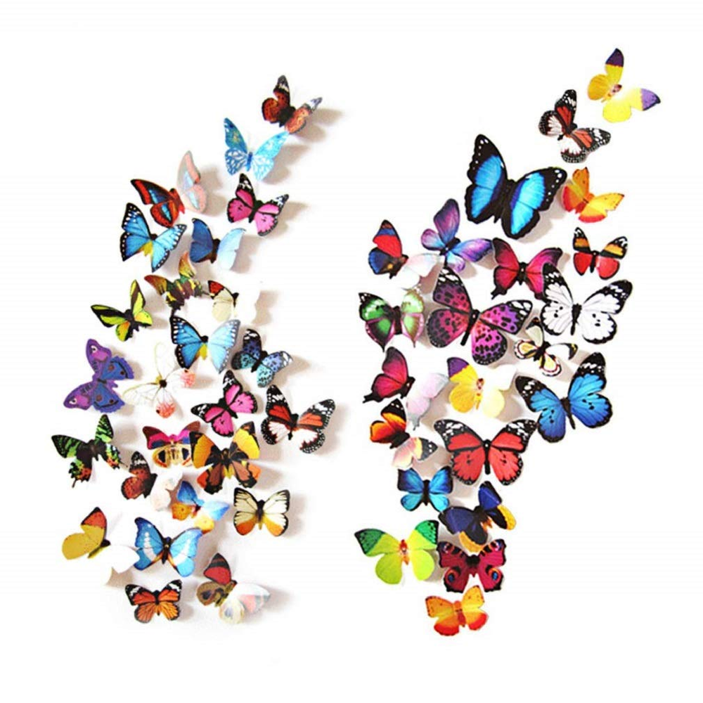 80 Piezas De Decoraci�N De Pared De Mariposas 3D Para Bodas De Cumplea�Os